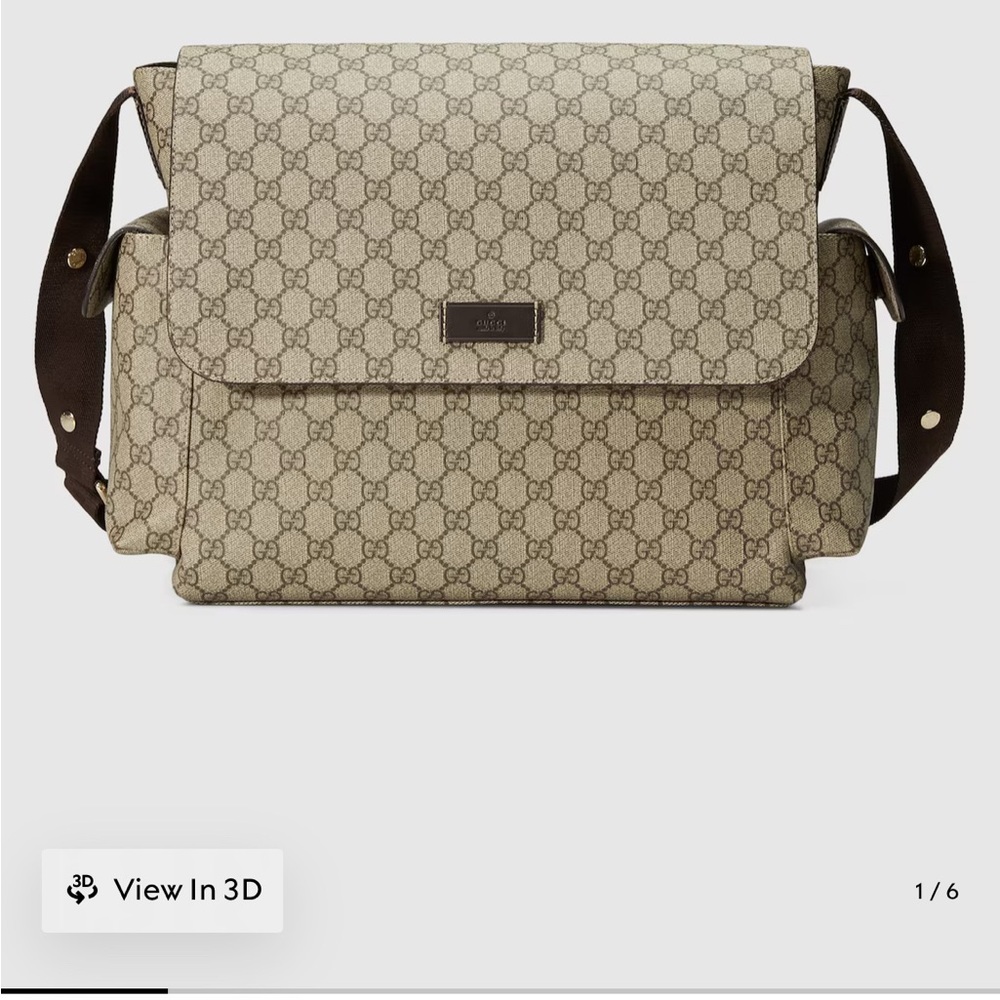 Gucci Cream and Brown Messenger Bag with Iconic GG Pattern